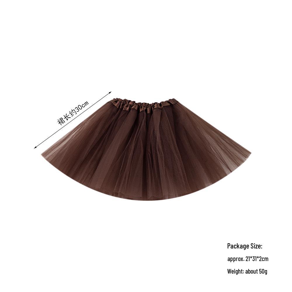 Children s Three-Layer Puffy Dance Tutu Skirt with Elastic Waist