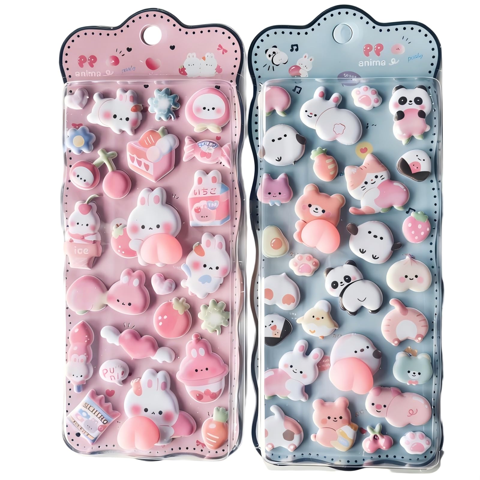 

Fanwer 3D Squishy Animal Butt Stickers of Epoxy Resin Decorative Stickers Squeeze Toys Stress Relief Perfect for Phone and Gifts (Set 2) - - - - рожевий