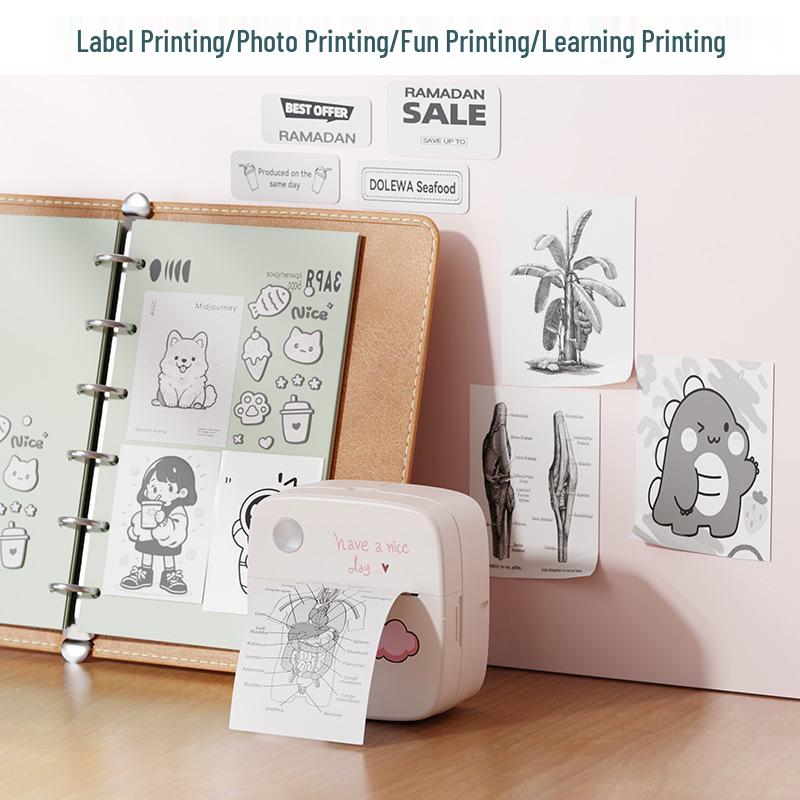 Compact Portable Thermal Printer for Labels & Photos - Mistake-Free Pocket Home Printer