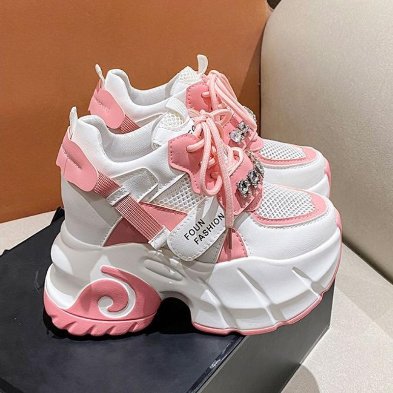 Chunky Sneakers Casual Vulcanized Shoes Woman High Platform Breathable Mesh Sneakers 10CM Women Sports Dad Shoes