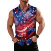 Men's Workwear Lapel Button-Down Vest Shirt - Lightweight Sleeveless Top