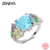 925 Sterling Silver Square Gemstone Ring for Women Fashion Glamour Gift Wedding Jewelry