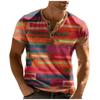 Men'S Printed T-Shirt Outdoor Retro Button Loose Short Sleeve Top