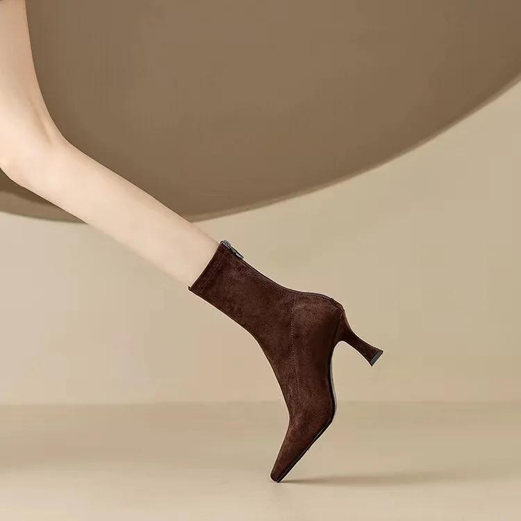 Fashion Women Stretch Ankle Boots Sexy Pointed Toe Short Botas Shoes Fashion Partys Stiletto High Heel Socks  Botas De Mujer