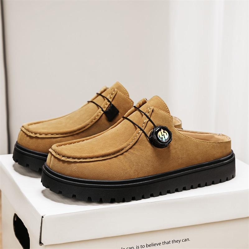 Retro Shoes for Men Comfortable Suede Leather Half Shoes Men Lace-up Flat Casual Shoes Man Footwear Zapatos Para Hombre