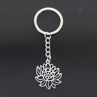 Fashion Keychain 31x27mm Yoga Lotus Flower   Pendants DIY Men Jewelry Car Key Chain Ring Holder Souvenir For Gift
