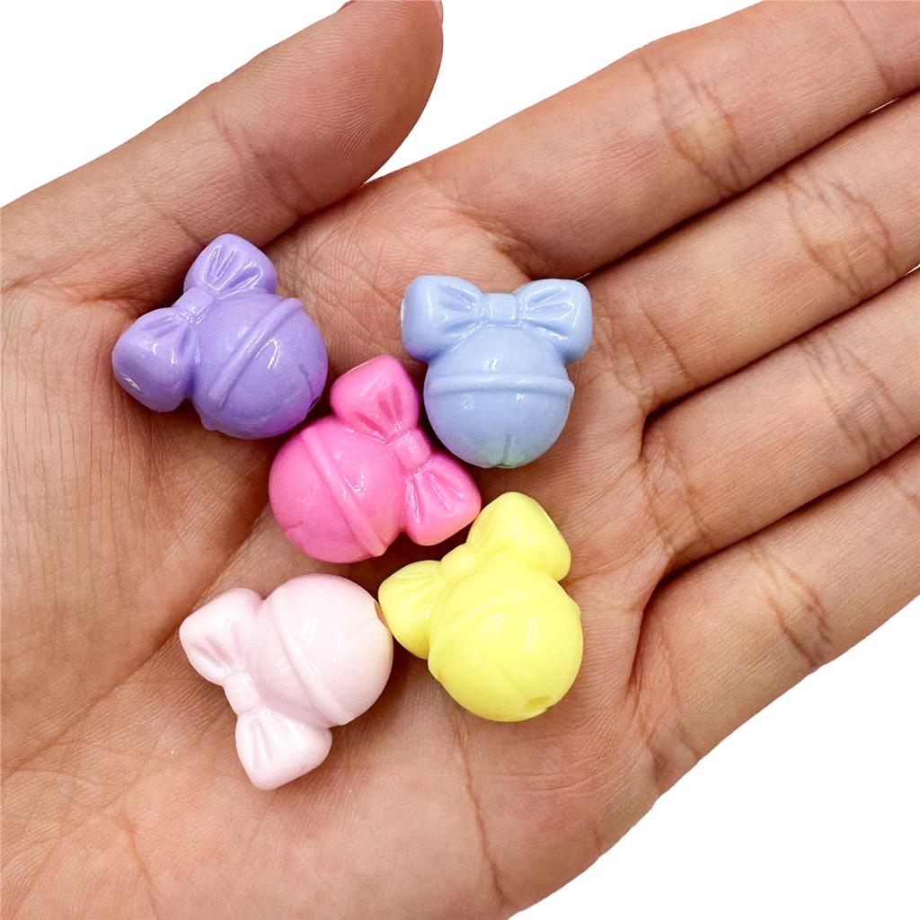 Creative Necklace 5pcs Creative Accessories DIY Bow Bell Beads Mobile Phone Chain Acrylic Bracelet 19.3*18.9mm Christmas Gift