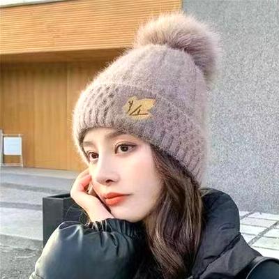 2024 New Women's Autumn and Winter Versatile Korean Version of Fashion Thickened Wool Hat Fleece Warm Knitted Pullover Hat