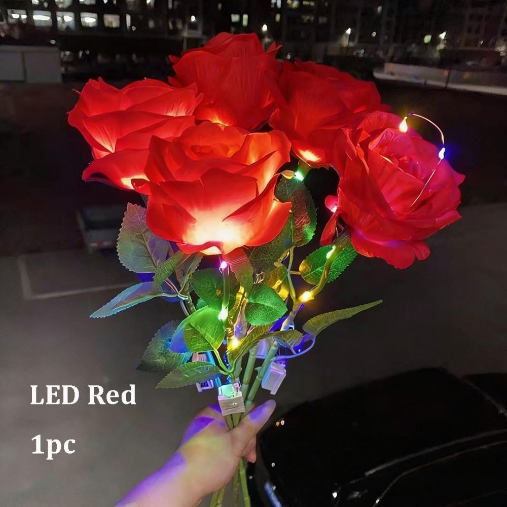 5 Colors Simulated Luminous Rose DIY Party Decoration Festival Supplies DIY Party Decoration Small Rose Wedding Fake Flowers