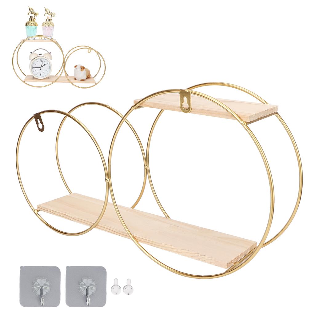Wall Hanging Storage Shelf Metal Round Decorative Wall Mount Floating Organizer for Bathroom