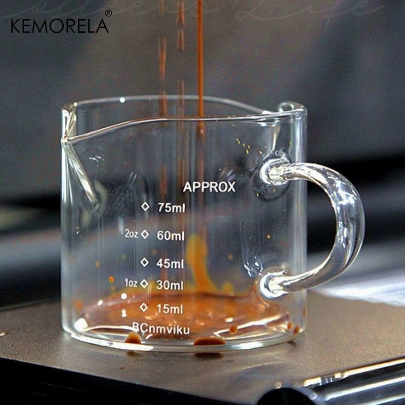 75/150ML Szklana Miarka z Uchwytem Filiżanka do Espresso i Mleka Kubek Kuchenny ze Skalą Dokładny Pojemnik do Gotowania Pieczenia Barista
