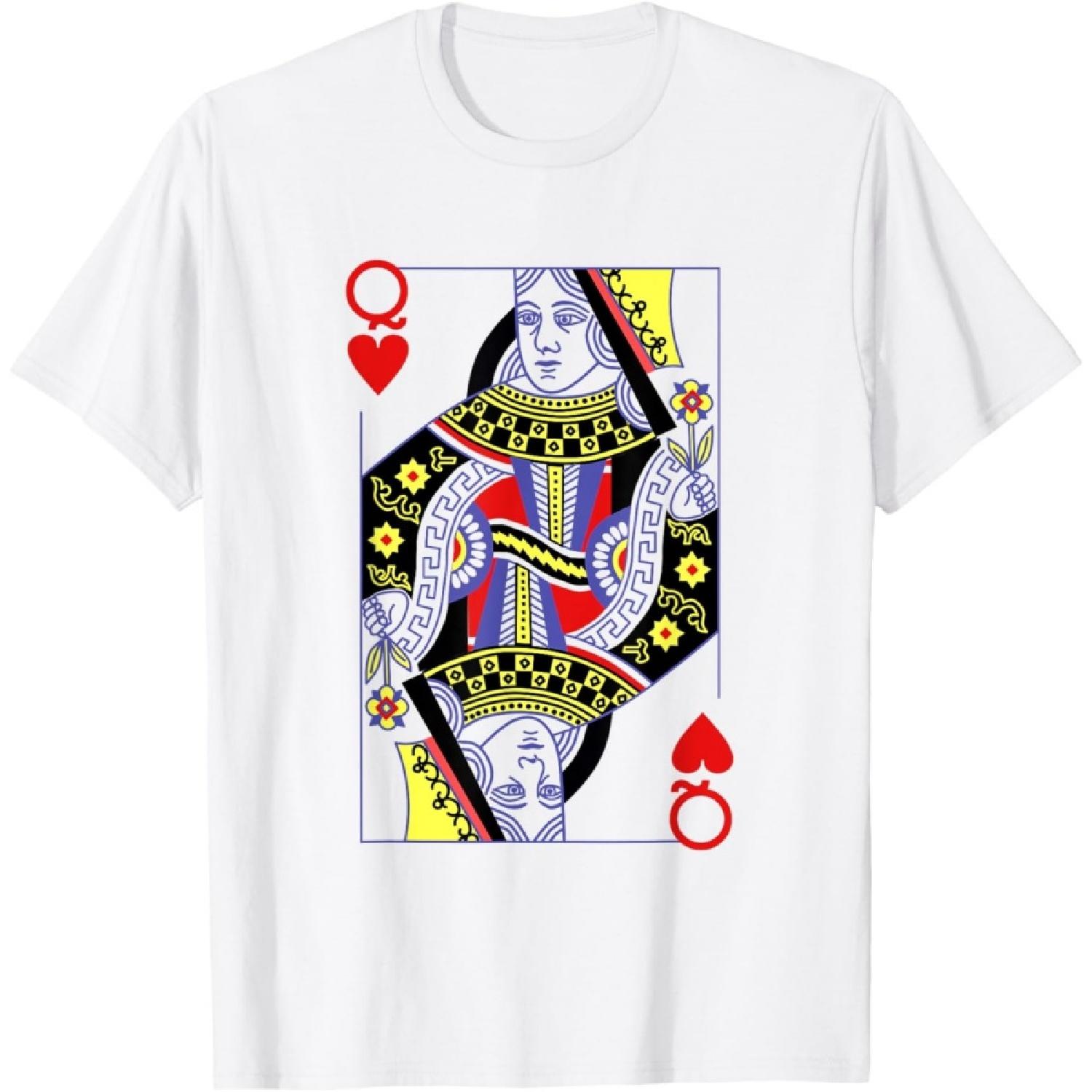 

Queen Of Hearts Deck Of Cards Playing Cards Halloween Poker T-Shirt XXXXXL білий