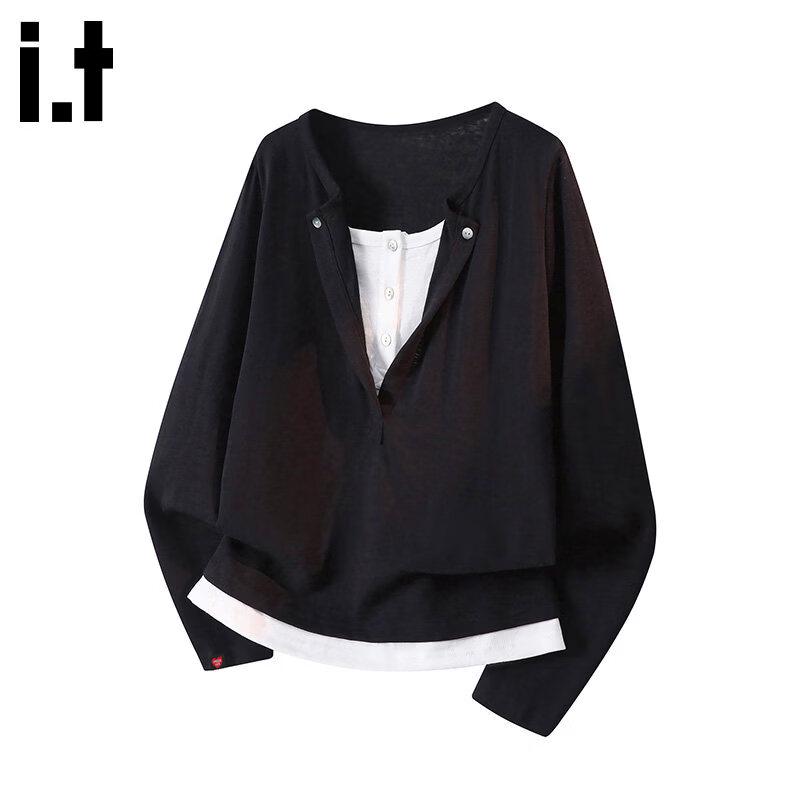 

CHOCOOLATEit Women s Faux Two-Piece Long Sleeve T-Shirt XL