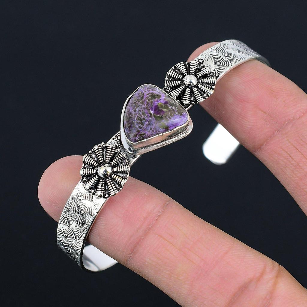 Mothers Day Deal 925 Sterling Silver Purpurite Stone Sister Engagement Bangle
