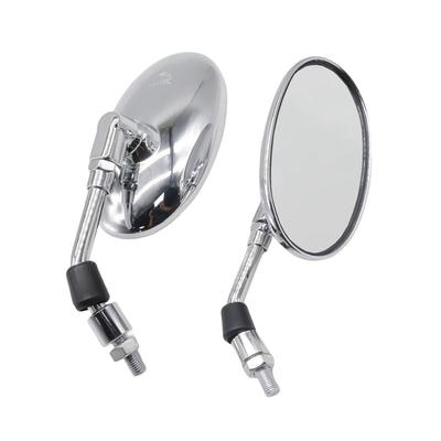 SZYUMO 10mm Motorcycle Mirror, Oval Shape, Universal Rearview Mirror for Motorcycles and Scooters, Aluminum Alloy, Silver, Easy Installation