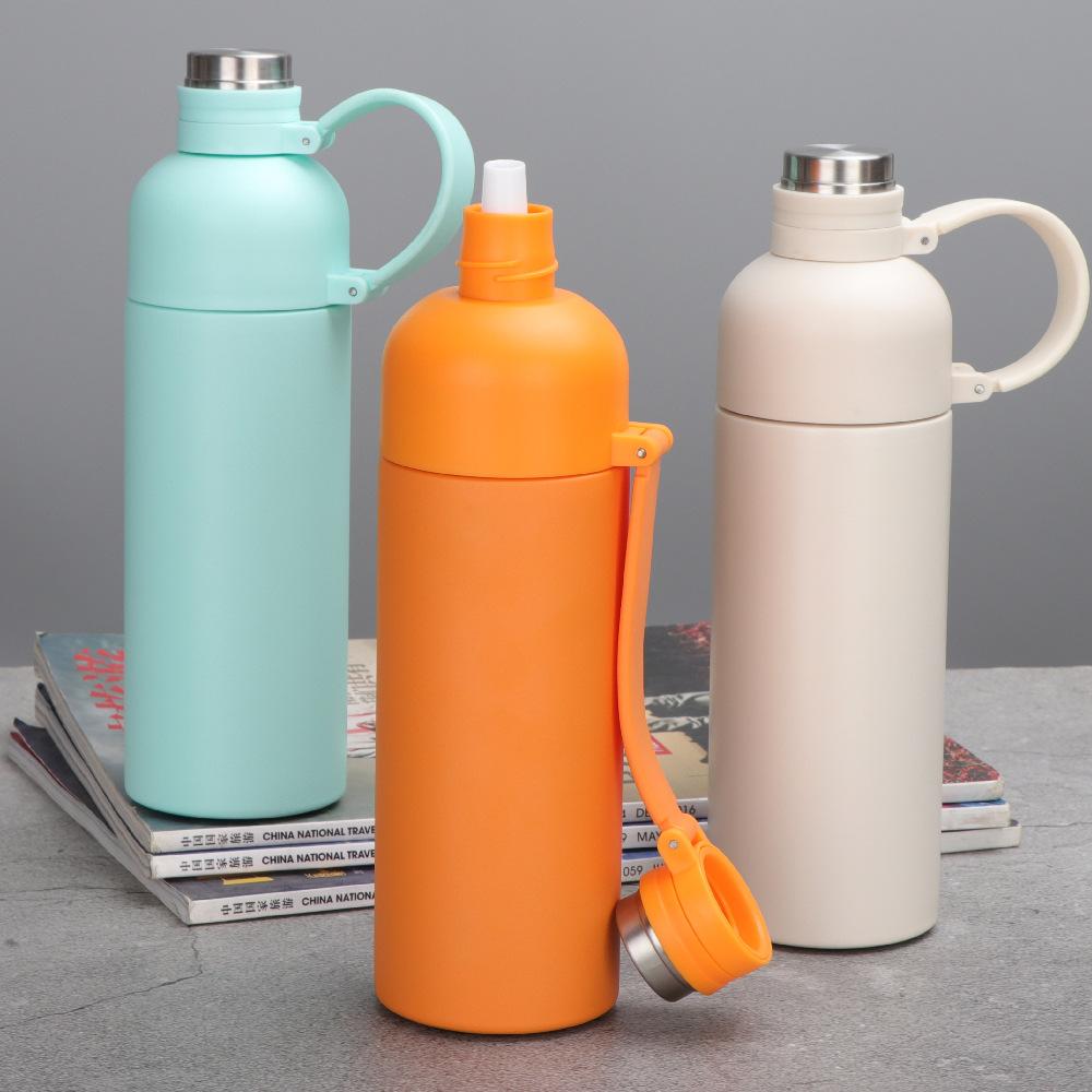 Thermos Cup Ladies High Appearance Level Student Compact Stainless Steel Delicate Portable Water Cup Straw Cup