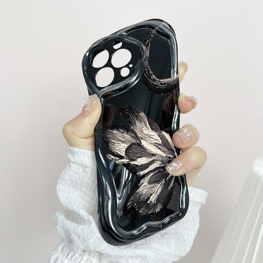 Niedliches Cartoon-Muster Creme Textur Gehäuse Wellenförmiger Rand Weiche Silikonhülle Handyhülle für Huawei Honor Infinix Tecno iPhone