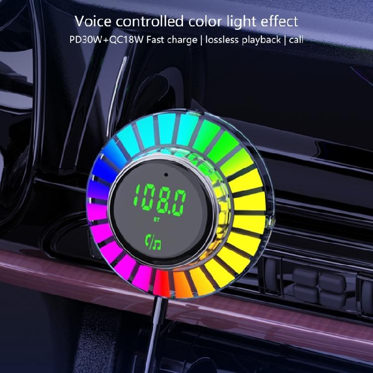 Wireless FM Transmitter Car Adapter with Fast Charging & Voice Activation for Convenient Use Seamless Music Safe Driving