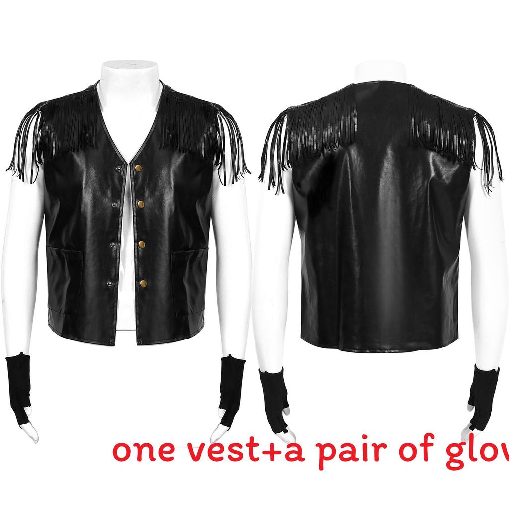 

Dark Fantasy Punk Skirt With Vintage Pattern For Unisex Music Festival Stage Wear Vest,S