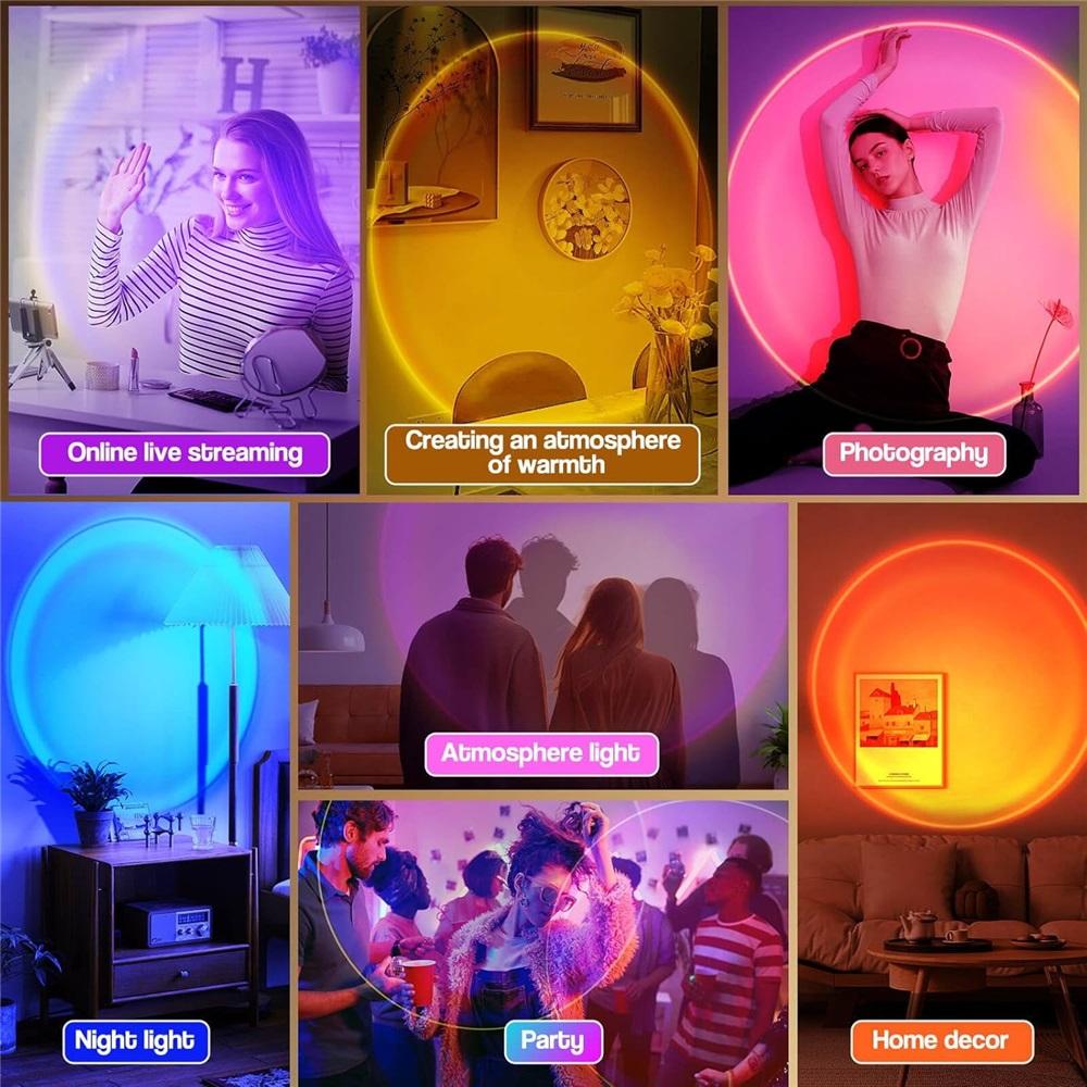 Sunset Lamp Projection - 16 Colors | Sunset Lamp Multicolor with 24-Key Remote - USB Interface - Color Changing and Gradient Modes