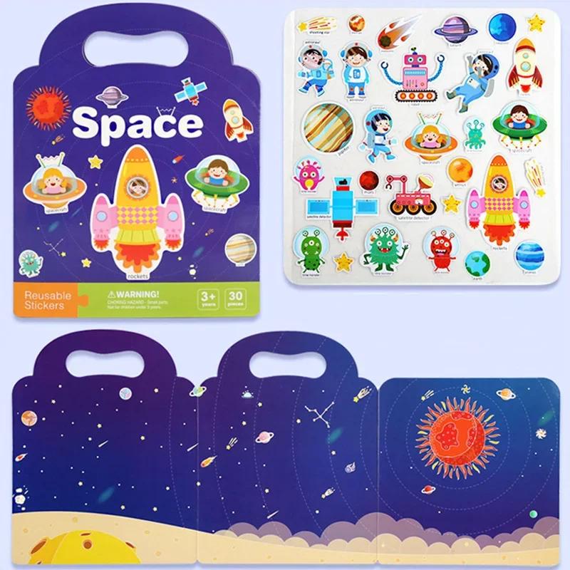 Reusable Quiet Sticker Book,Early Educational Scene Sticker Book,Enlightenment Cognitive Puzzle Book Toddlers Focus Training