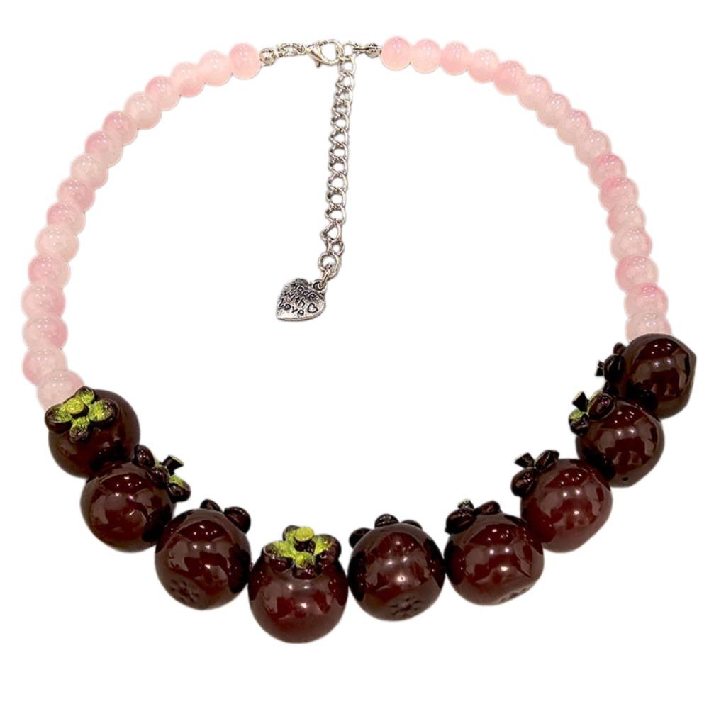 Bunte Perlen Früchte Choker Blaubeeren Perlen Schlüsselbein Kette Mode Perlen Frucht Halskette Damen