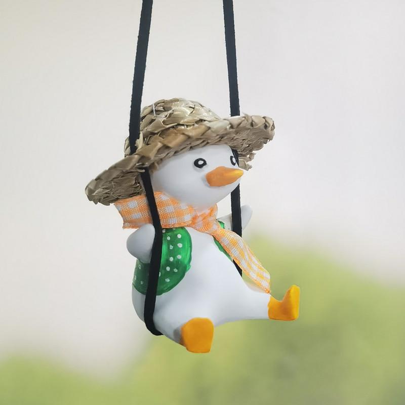 Car Swing Duck Rearview Mirror Pendant - Cute Interior Decoration