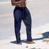 Summer Men's Straight Leg Pants Breathable Cotton and Linen Loose Casual Sports Trousers