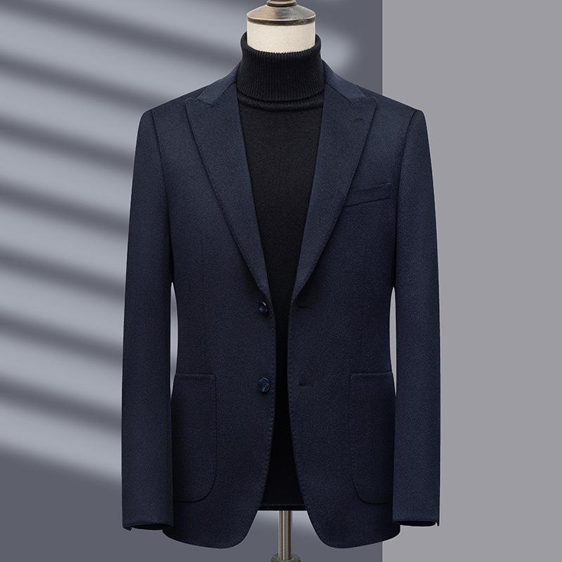 

Мужской весенне-осенний костюм из кашемировой шерсти: Короткий повседневный блейзер и формальное пальто XXL темно-синий