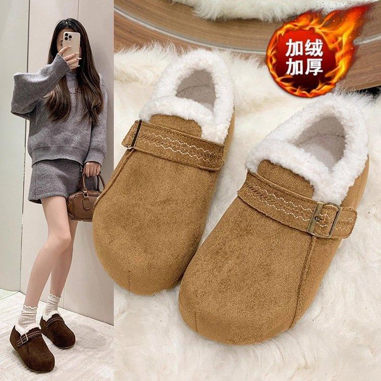 Birkenstocks Winter Velvet New Thick-soled Warm Loafers Cotton Shoes Velvet Thickened Snow Fluff Shoes