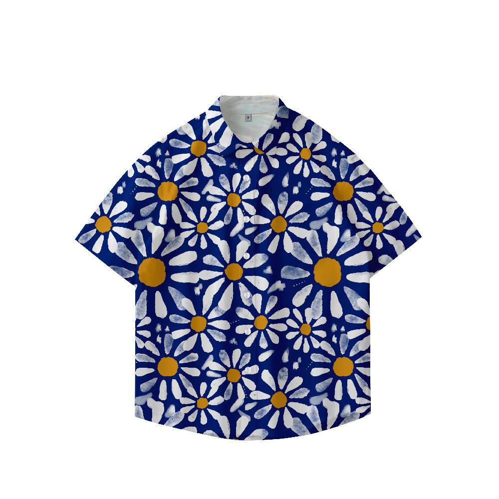 Summer 3D Printed Short Sleeve Flower Shirt Men'S Vintage Hawaiian Beach Casual Loose Men'S Large Size Shirt