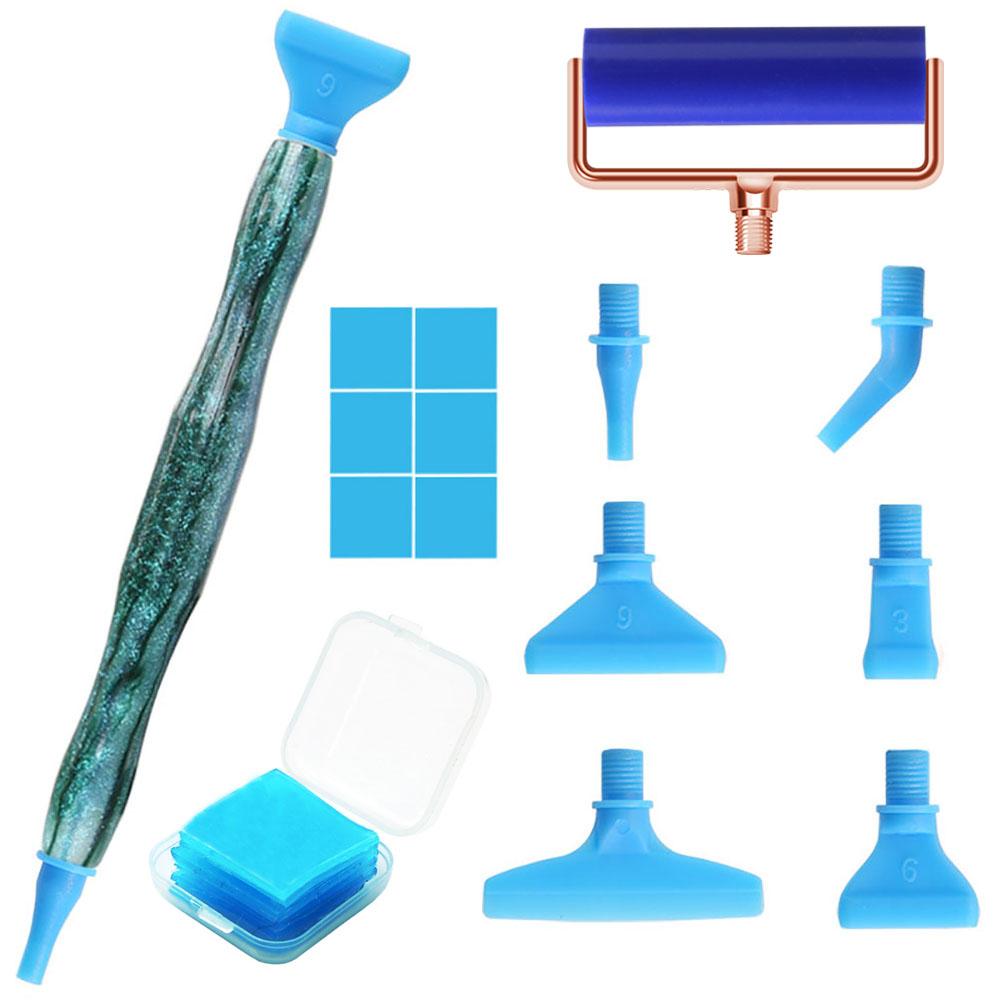 

Ручка для алмазной живописи из смолы с резьбой Головки ручек с металлическим наконечником Роликовые ручки-сверла с клеем Художественные поделки Наборы для алмазной живописи зелёный