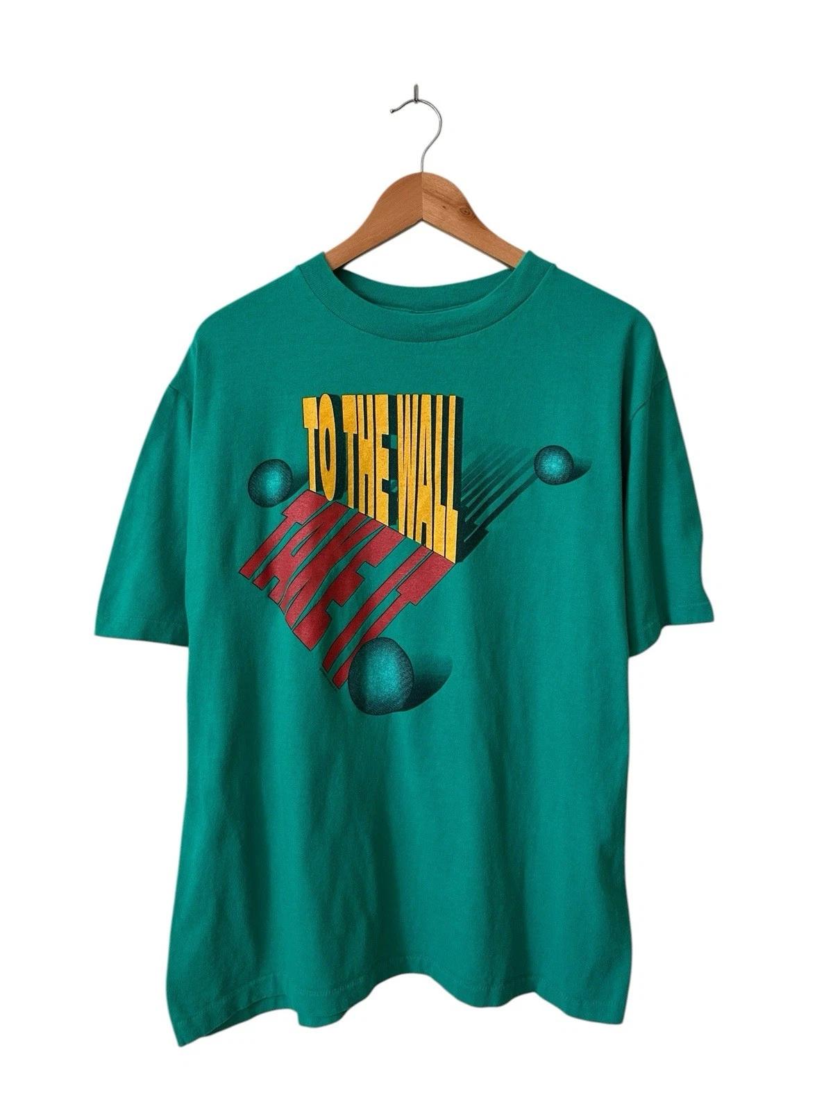 Vintage Take It To The Wall T Shirt Men’s Large Blue Green 90’s Motivational USA 2XL