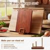 Solid Wood Cutting Board & Pot Lid Rack for Easy to Drain Water Kitchen Countertop Chopping Board Organizer Metal Cookware Holde