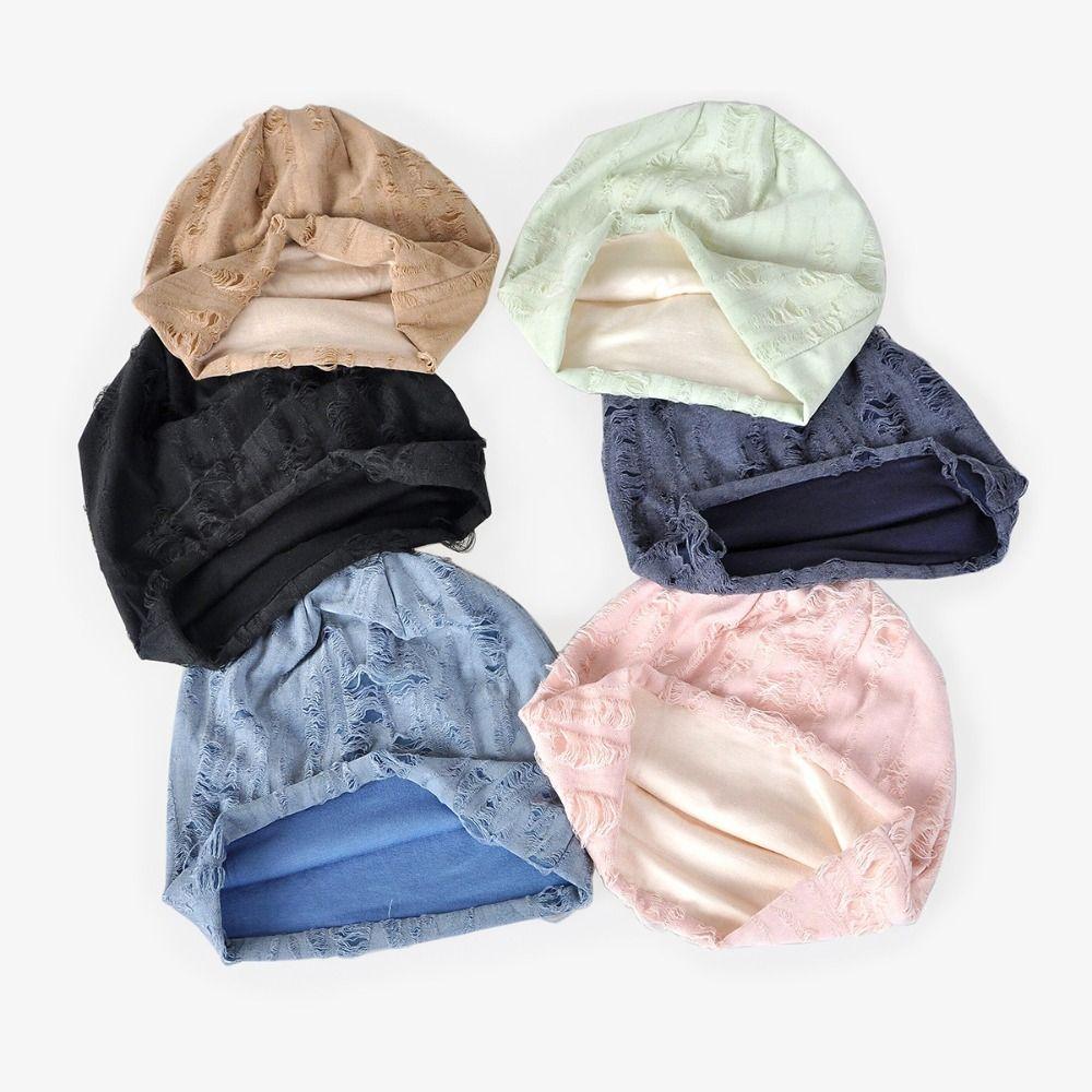 Thin Hair Caps Holes Pullover Hat Soft Knitted Hat  Streetwear