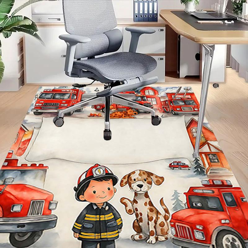 1PC Firefighter Dog Non-Slip Floor Carpet Compatible for Office&Living Room&Bedroom&Dining Room -  Soft & Pattern, Vibrant Colors-H0373