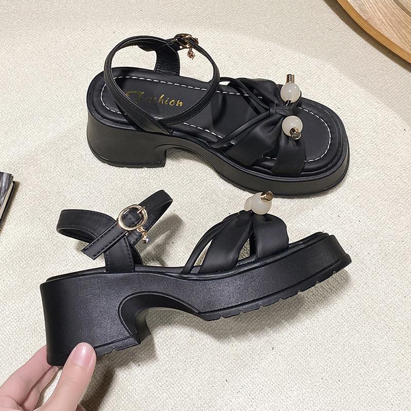 Sandals women's summer wear 2025 versatile small fragrant temperament with skirt height increase thick heel with word fashion sandals