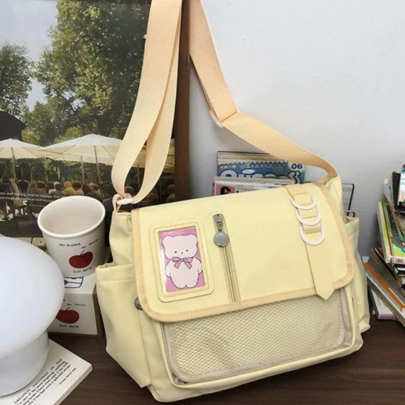 Y2K Japonské Harajuku Školské Tašky pre Dospievajúce Dievčatá Priehľadná Itabag Crossbody Taška DIY Odznaky Display Plate Ita Taška