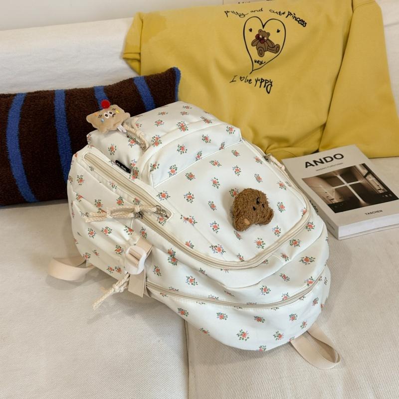 High Value Small Fresh Floral Girl Student Backpacks College Style Large Capacity Nylon Schoolbag College Students Teenagers Going Out Travel Rucksack