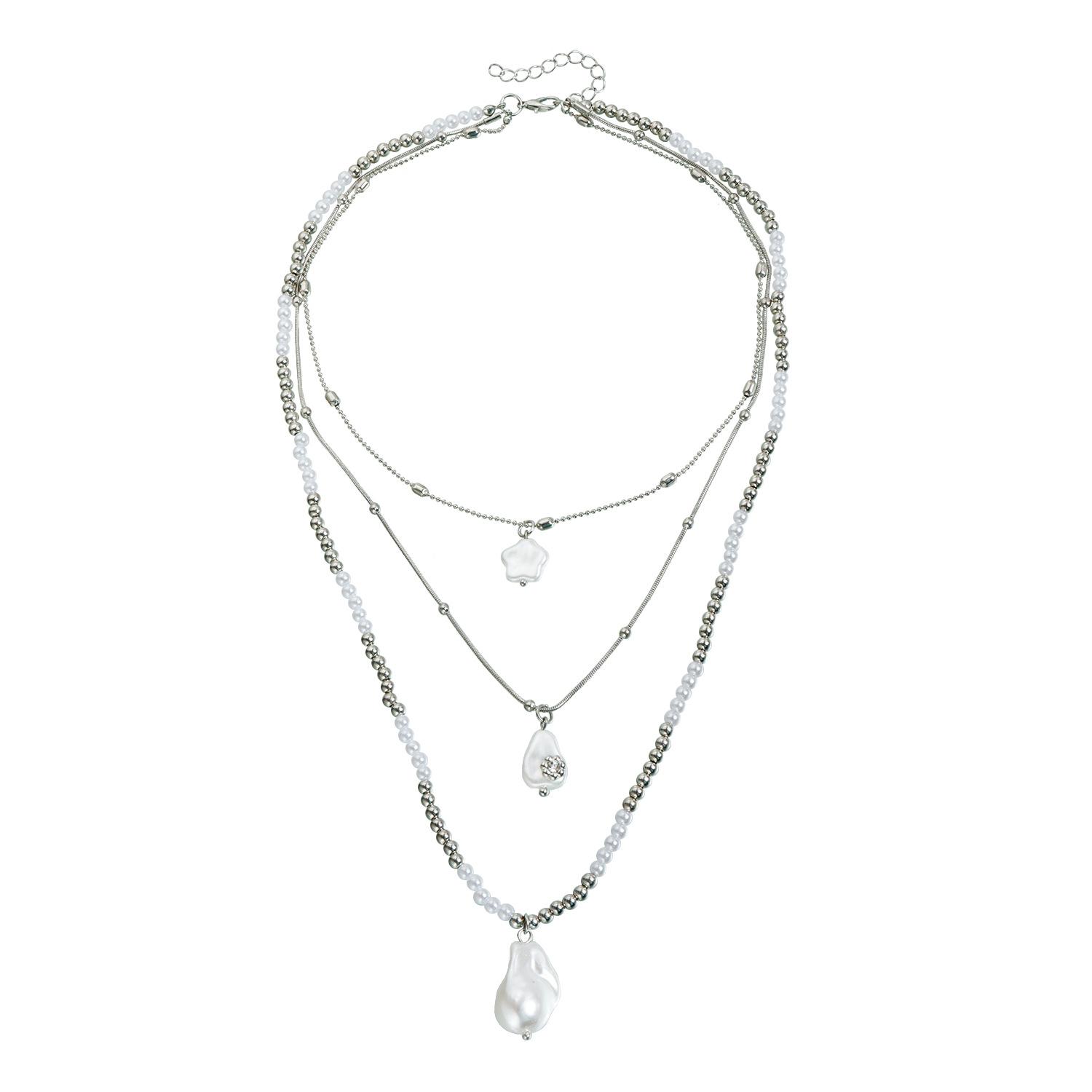 Accessories Fashion Baroque Imitation Pearl Necklace ins Trend Splicing Wind Five-Star Necklace
