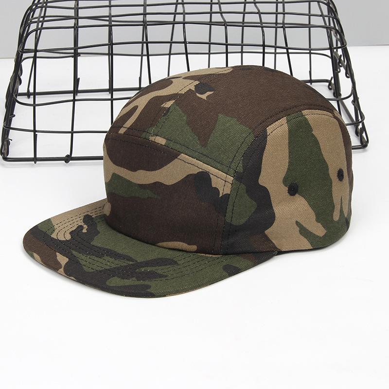 Cotton 5-Panel Flat Brim Baseball Cap, Unisex Aviator Skateboard Camping Hat, Street Hip Hop Headwear