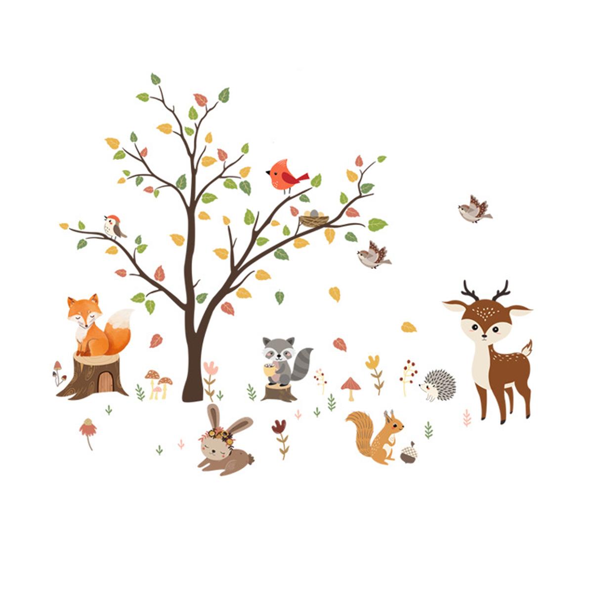

MS1529-YY 8Pcs/Set Cartoon Tree Animal Wall Stickers Wall Decors for Kids Room,Bedroom,Playroom (without EN71 Certification) Type A
