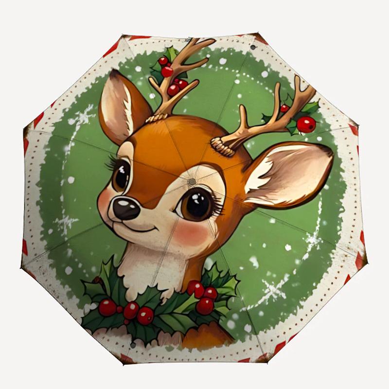 

1pc Deer Automatic Open/Close Umbrella with Windproof, 8-Rib Sturdy Canopy, Durable Ribs, Ideal for Gifts yy251117048
