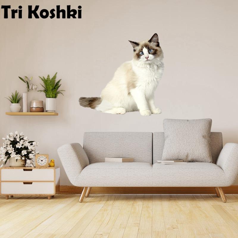 Tri koshki RC035 Anime Dog Ragdoll Sticker Waterproof PVC Decoration Door Living Room Kids Room