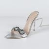 Fashion Bling Rhinestone Narrow Band High Heel Sandals Women Fashion Metal Flower Decoration Brand Designer Shoes Sexy Party Dress Shoes