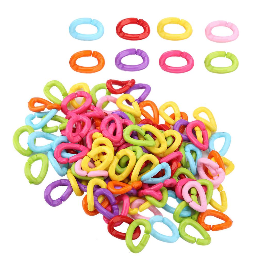 100Pcs Plastic Bird C Clips Hooks Chain Links DIY Parrot Toys Mix Color