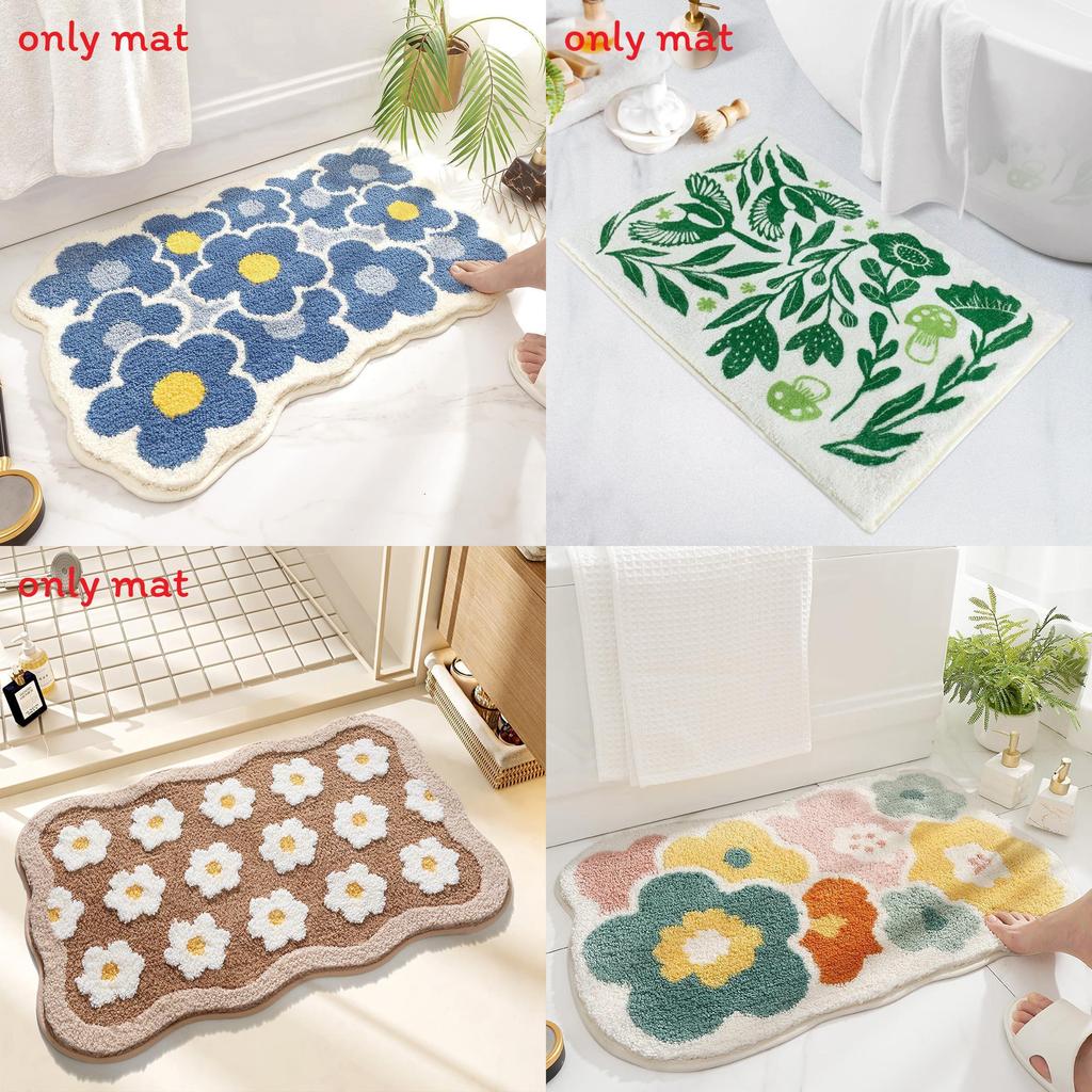 Sweet Flower Pattern Plush Absorbent Floor Mat Carpet For Home