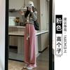 Gray chenille narrow wide-leg pants women's new autumn and winter velvet thickened lazy wind loose straight pants