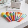 10Piece Dopamine Rainbow Makeup Brush Set with UltraSoft Bristles for Face and Eyes