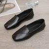 Fashion Women's Flat Shoes White Black Loafers Moccasins Square Toe Ladies Footwear Office Stylish 2025 Summer Shoe Chic and Elegant Y2k